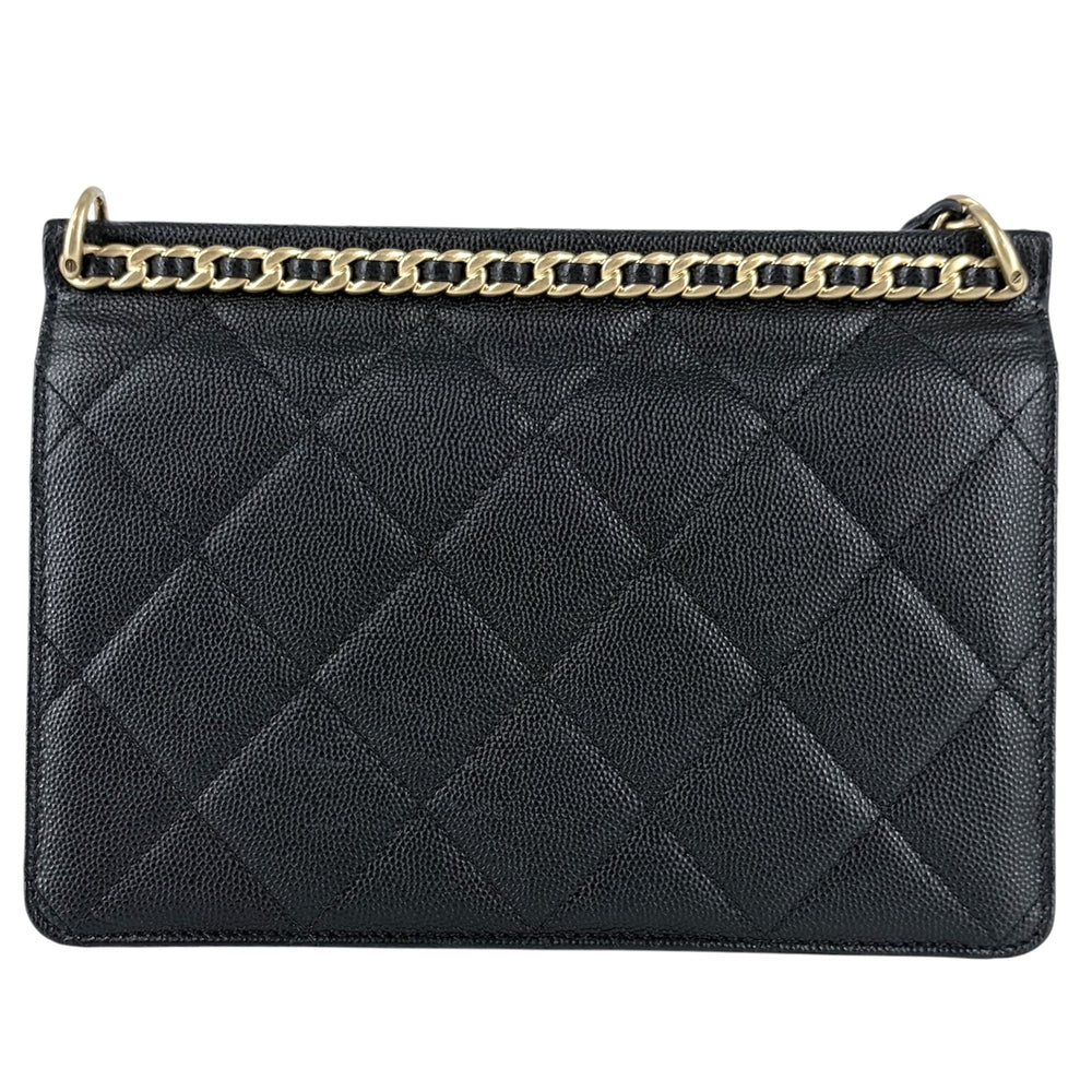 CHANEL シャネル ショルダーバッグ マトラッセ ココマーク ターンロック キャビアスキン ブラック 黒 ゴールド金具 レディース【中古品】