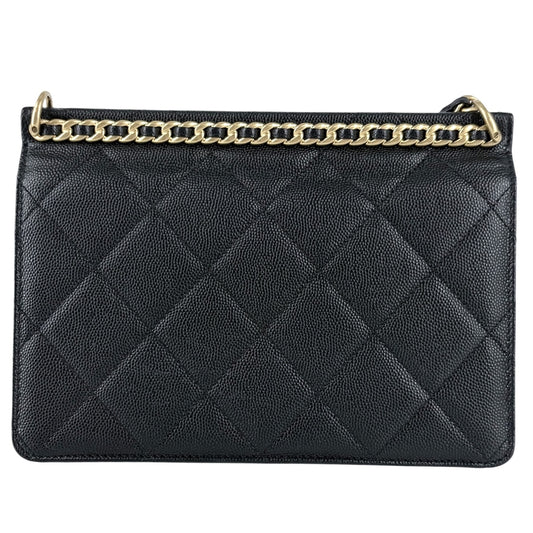 CHANEL シャネル ショルダーバッグ マトラッセ ココマーク ターンロック キャビアスキン ブラック 黒 ゴールド金具 レディース【中古品】