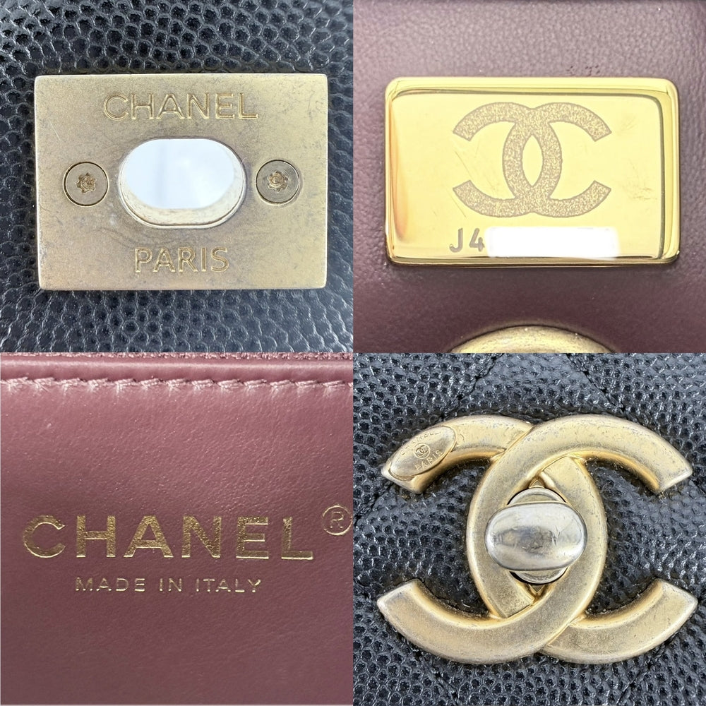 CHANEL シャネル ショルダーバッグ マトラッセ ココマーク ターンロック キャビアスキン ブラック 黒 ゴールド金具 レディース【中古品】