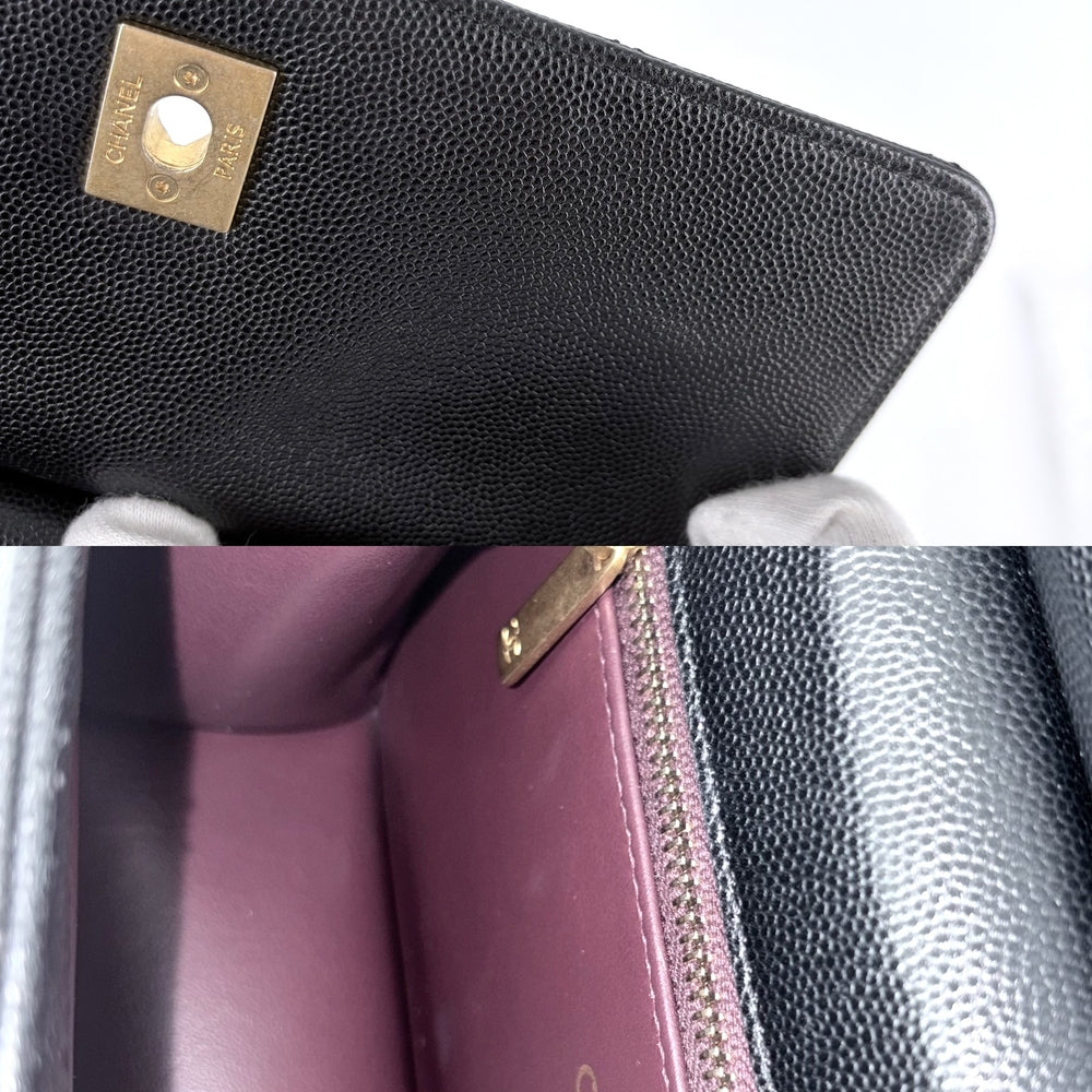 CHANEL シャネル ショルダーバッグ マトラッセ ココマーク ターンロック キャビアスキン ブラック 黒 ゴールド金具 レディース【中古品】