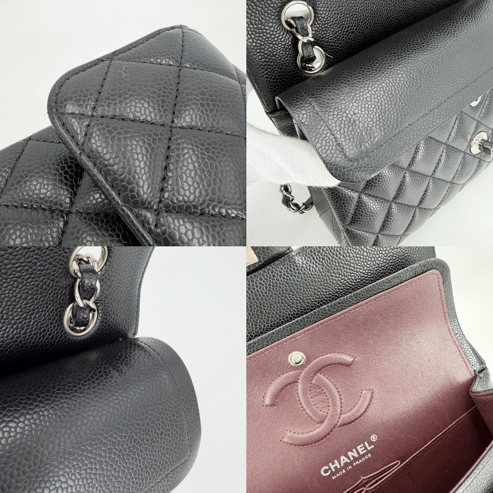 CHANEL シャネル ショルダーバッグ マトラッセ23 ダブルチェーン ダブルフラップ ココマーク ターンロック キャビアスキン ブラック 黒 シルバー金具 レディース【中古品】