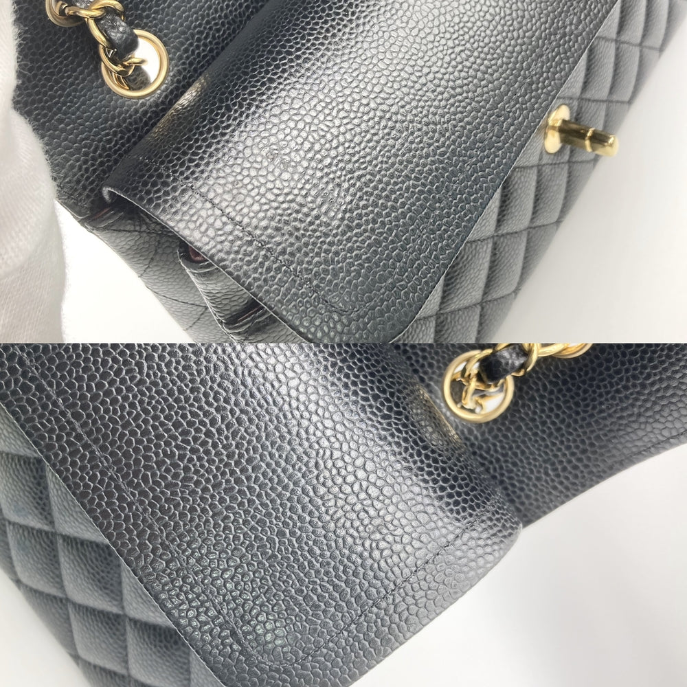CHANEL シャネル ショルダーバッグ マトラッセ25 ダブルチェーン ダブルフラップ ココマーク ターンロック キャビアスキン ブラック 黒 ゴールド金具 レディース【中古品】
