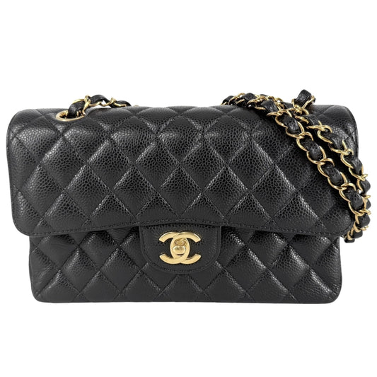 CHANEL シャネル ショルダーバッグ マトラッセ23 ダブルチェーン ダブルフラップ ココマーク ターンロック キャビアスキン ブラック 黒 ゴールド金具 レディース【中古品】