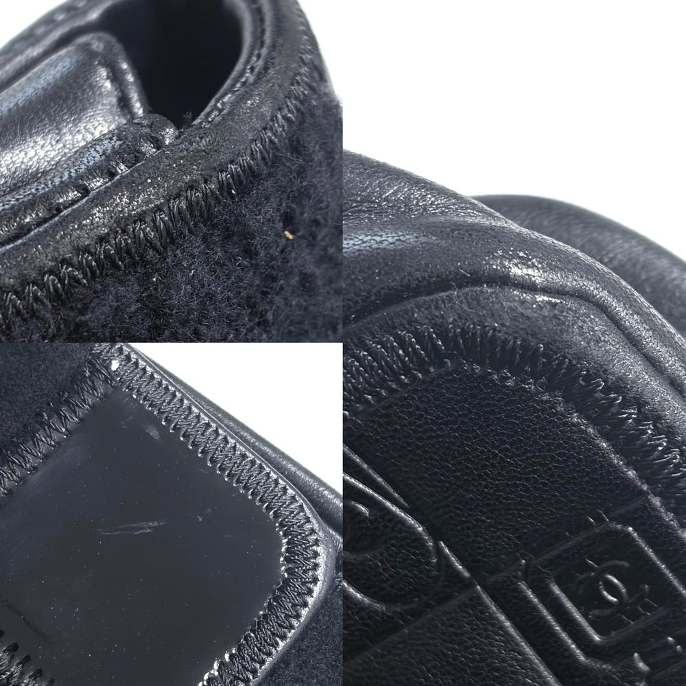 CHANEL シャネル ショルダーバッグ パッチワーク ココマーク チェーンショルダー ダブルチェーン レザー スウェード ブラック 黒 シルバー金具 レディース【中古品】