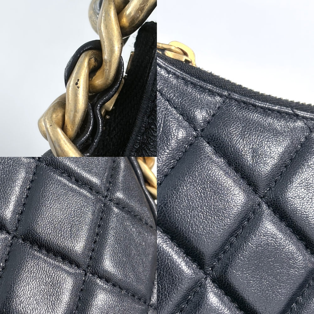 CHANEL シャネル ショルダーバッグ マトラッセ ミニホーボーバッグ チェーンクラッチ ラムスキン ブラック 黒 ゴールド金具 レディース【中古品】