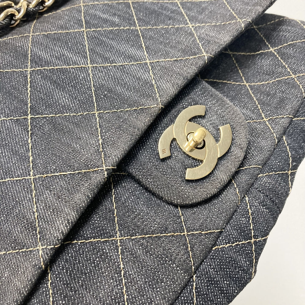 CHANEL シャネル ショルダーバッグ チェーンショルダー ココマーク ココ デニム ネイビー 紺 ゴールド金具 レディース【中古品】