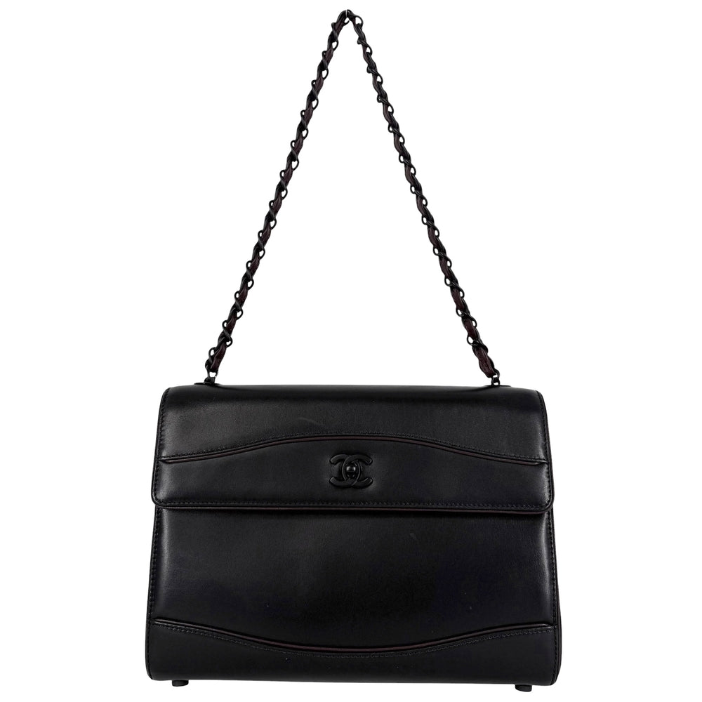 CHANEL シャネル ショルダーバッグ チェーンショルダーバッグ ココマーク ヴィンテージ レザー ブラック 黒 ボルドー ブラック金具 レディース【中古品】