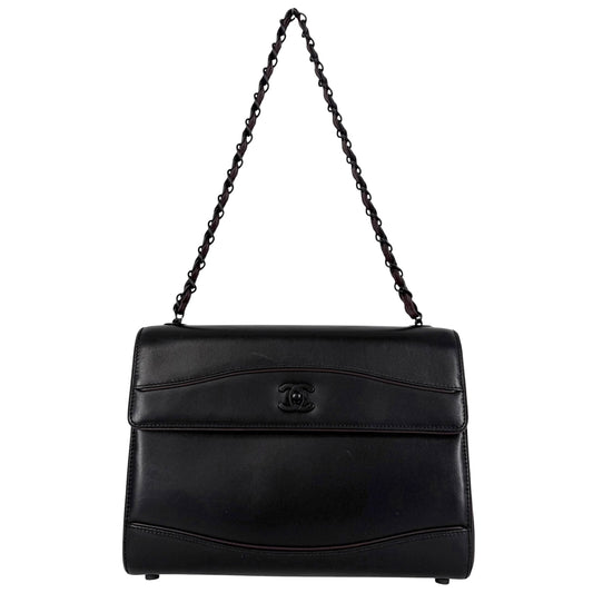 CHANEL シャネル ショルダーバッグ チェーンショルダーバッグ ココマーク ヴィンテージ レザー ブラック 黒 ボルドー ブラック金具 レディース【中古品】
