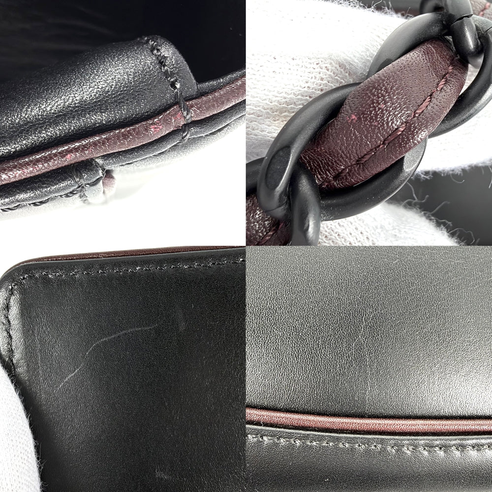 CHANEL シャネル ショルダーバッグ チェーンショルダーバッグ ココマーク ヴィンテージ レザー ブラック 黒 ボルドー ブラック金具 レディース【中古品】