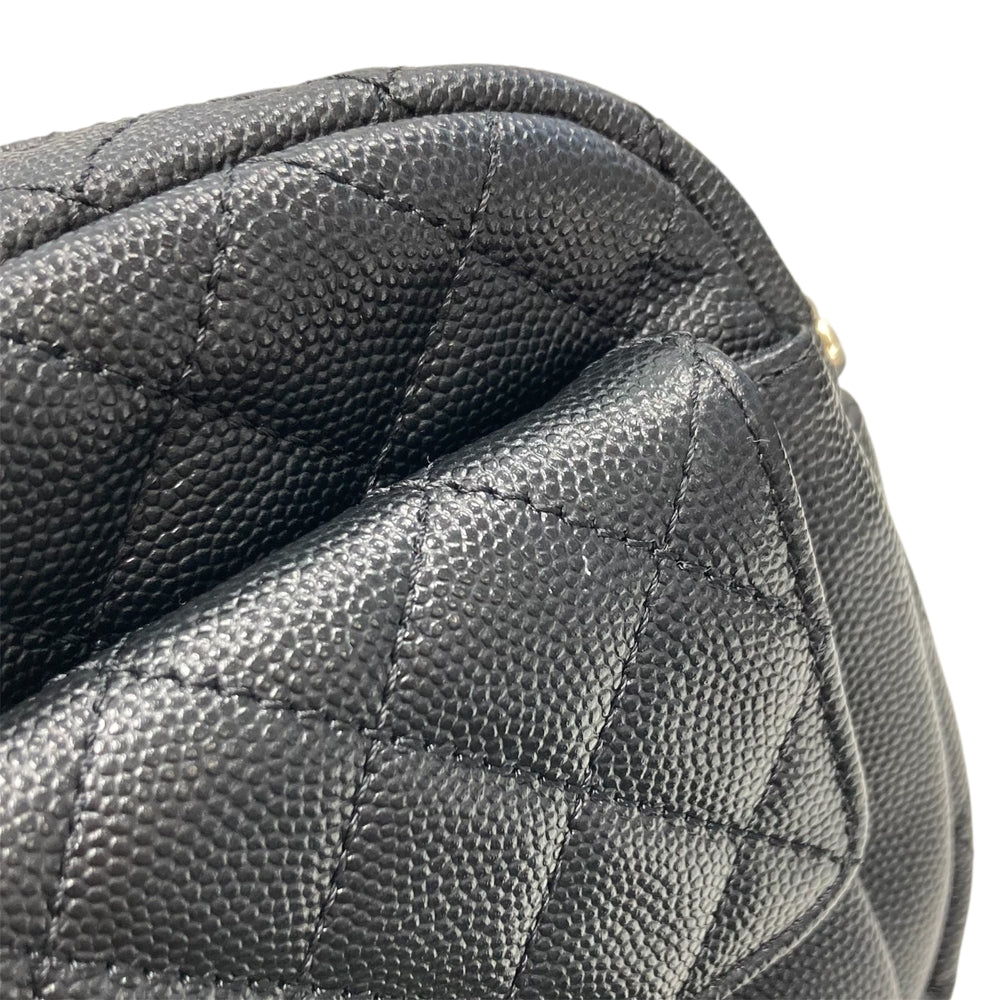 CHANEL シャネル ショルダーバッグ マトラッセ チェーンショルダー ポシェット ミニバッグ ココマーク キャビアスキン ブラック 黒 ゴールド金具 レディース【中古品】