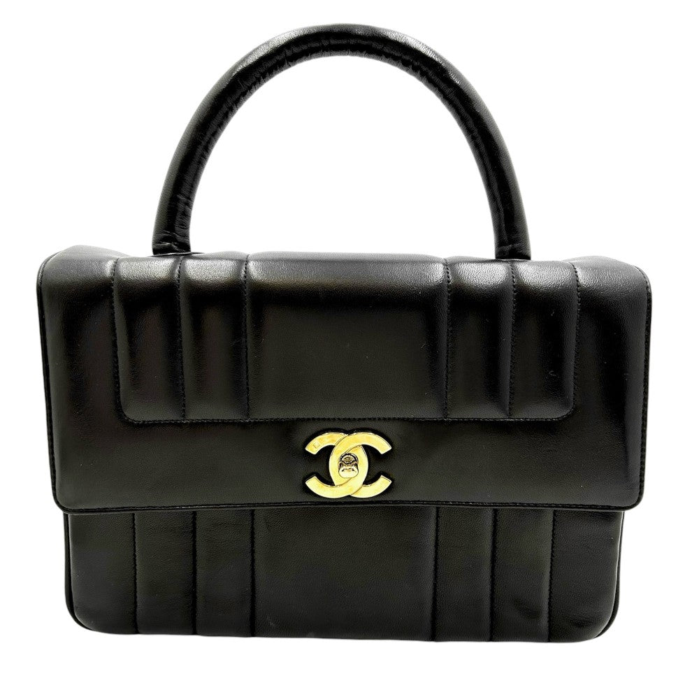 CHANEL シャネル ハンドバッグ マドモアゼル トップハンドル ココマーク ココ 鞄 かばん ラムスキン ブラック 黒 ゴールド金具 レディース【中古品】