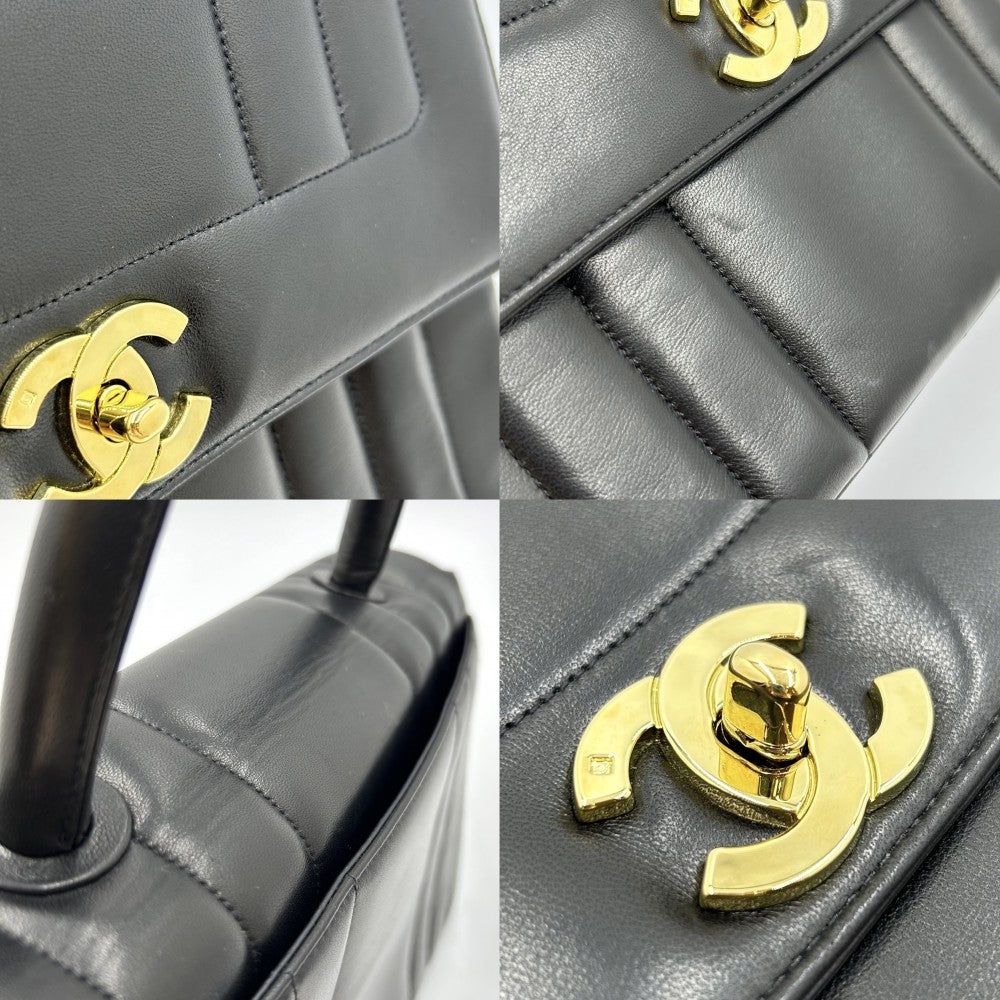 CHANEL シャネル ハンドバッグ マドモアゼル トップハンドル ココマーク ココ 鞄 かばん ラムスキン ブラック 黒 ゴールド金具 レディース【中古品】