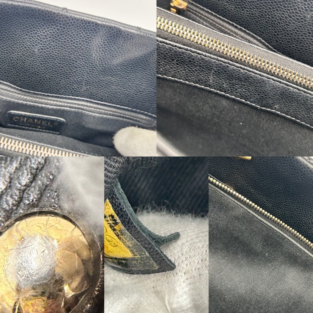 CHANEL シャネル ハンドバッグ マトラッセ チェーンショルダー ココマーク ココ 鞄 かばん キャビアスキン ブラック 黒 ゴールド金具 レディース【中古品】