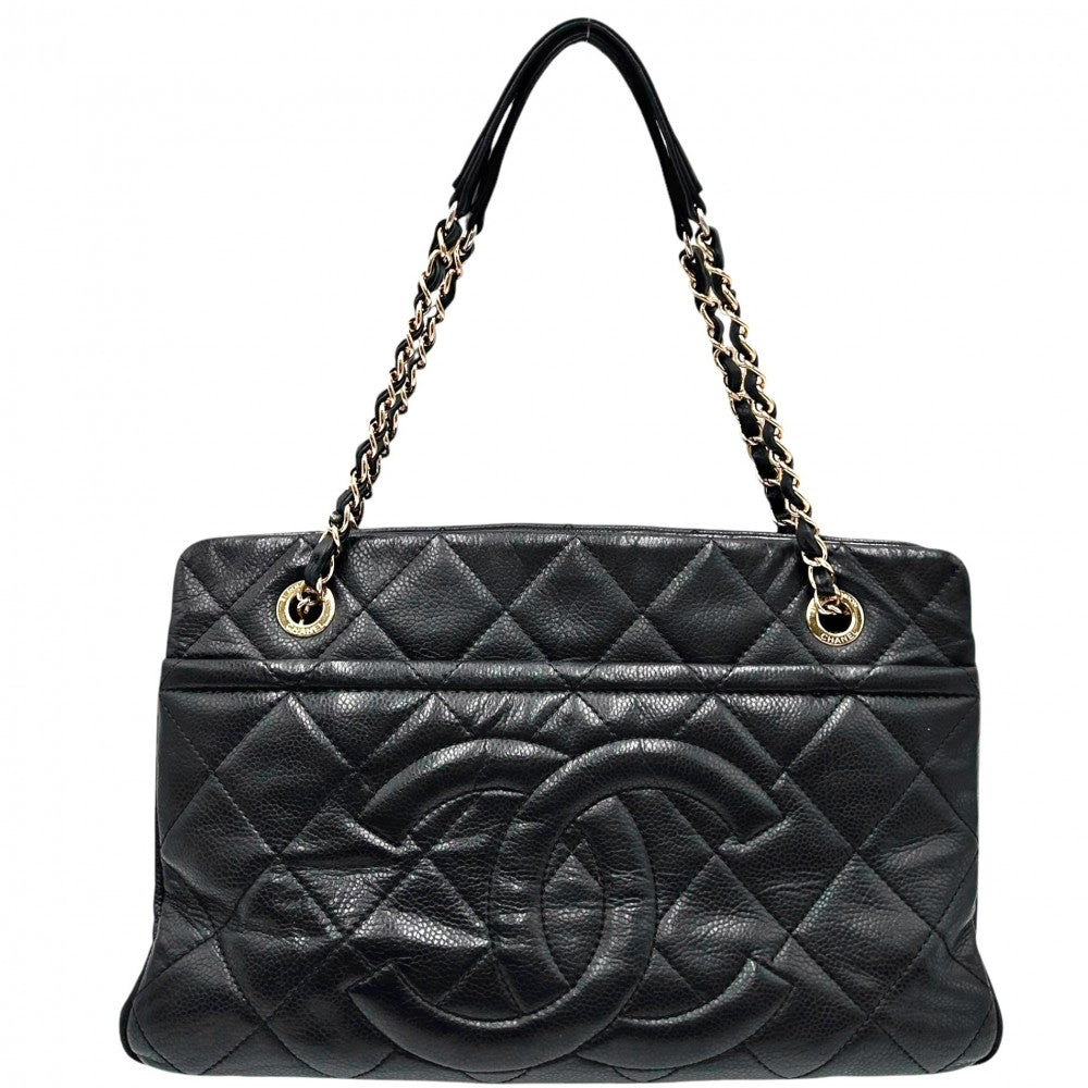 CHANEL シャネル ハンドバッグ マトラッセ チェーンショルダー ココマーク ココ 鞄 かばん キャビアスキン ブラック 黒 ゴールド金具 レディース【中古品】
