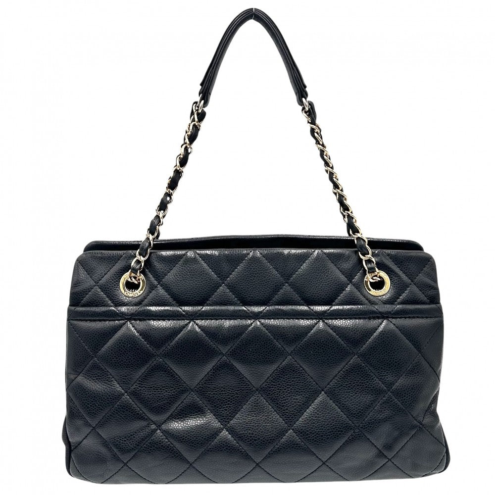 CHANEL シャネル ハンドバッグ マトラッセ チェーンショルダー ココマーク ココ 鞄 かばん キャビアスキン ブラック 黒 ゴールド金具 レディース【中古品】