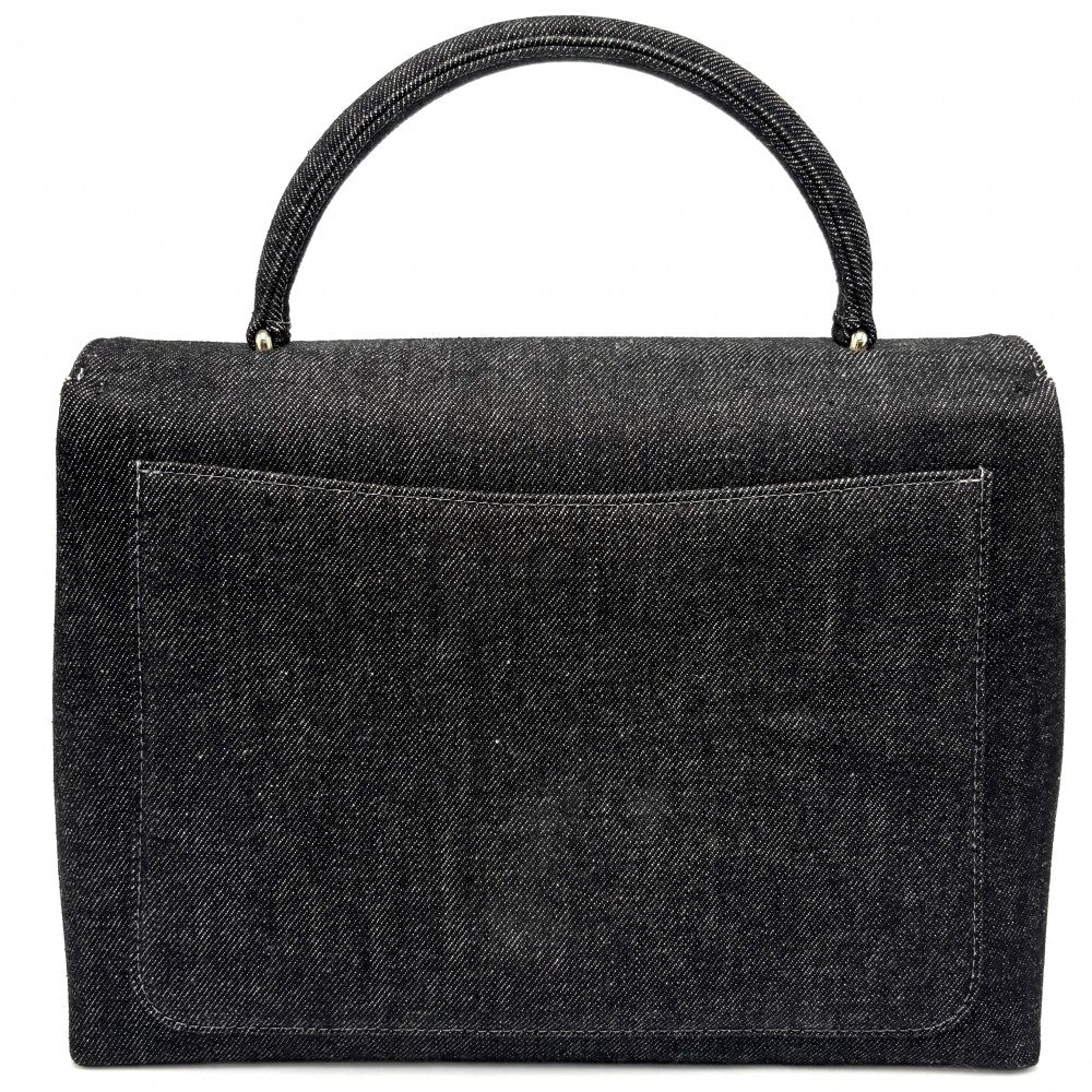 【開店SALE】 CHANEL シャネル ハンドバッグ トップハンドル ココマーク ターンロック 鞄 かばん デニム ブラック 黒 ゴールド金具 レディース【中古品】