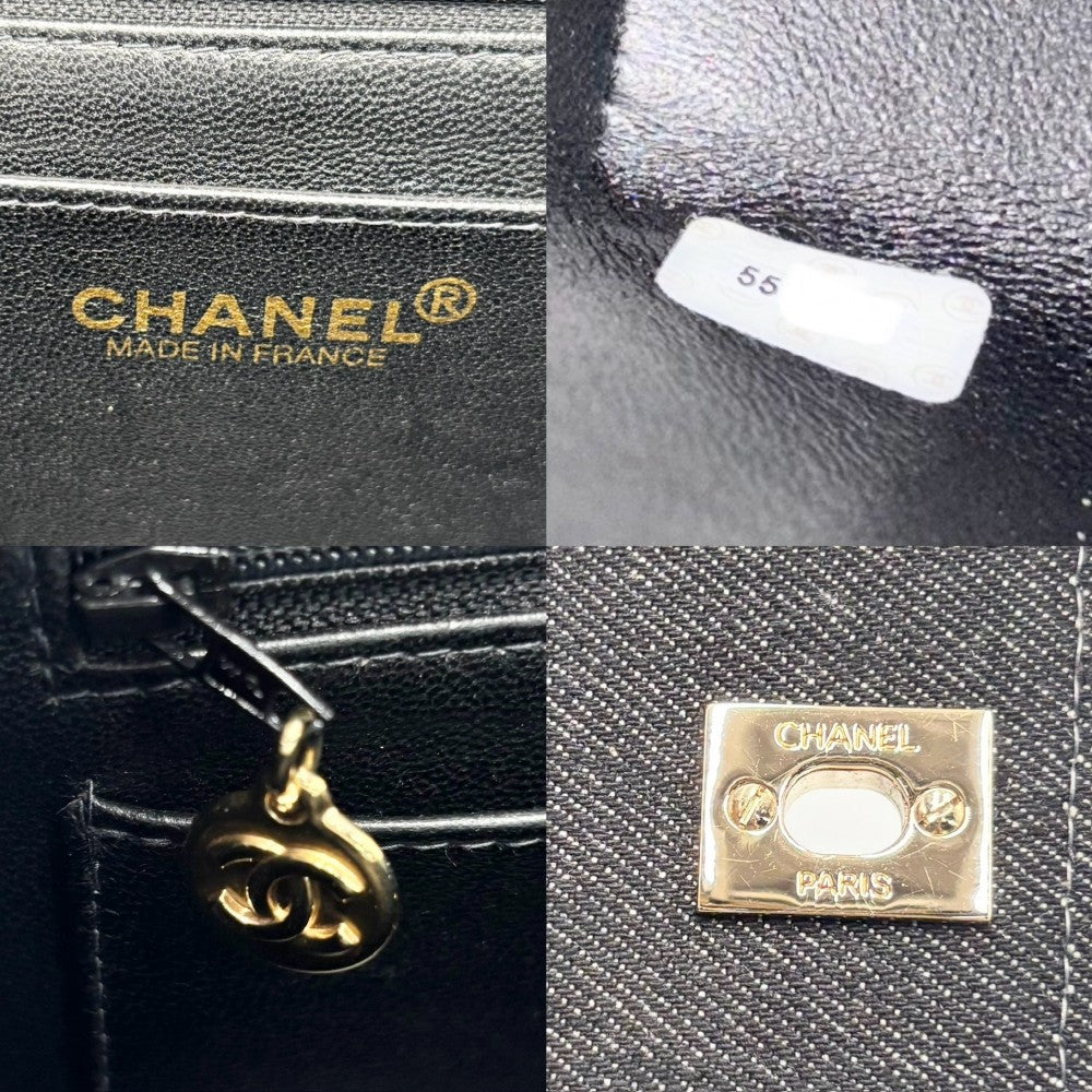 【開店SALE】 CHANEL シャネル ハンドバッグ トップハンドル ココマーク ターンロック 鞄 かばん デニム ブラック 黒 ゴールド金具 レディース【中古品】
