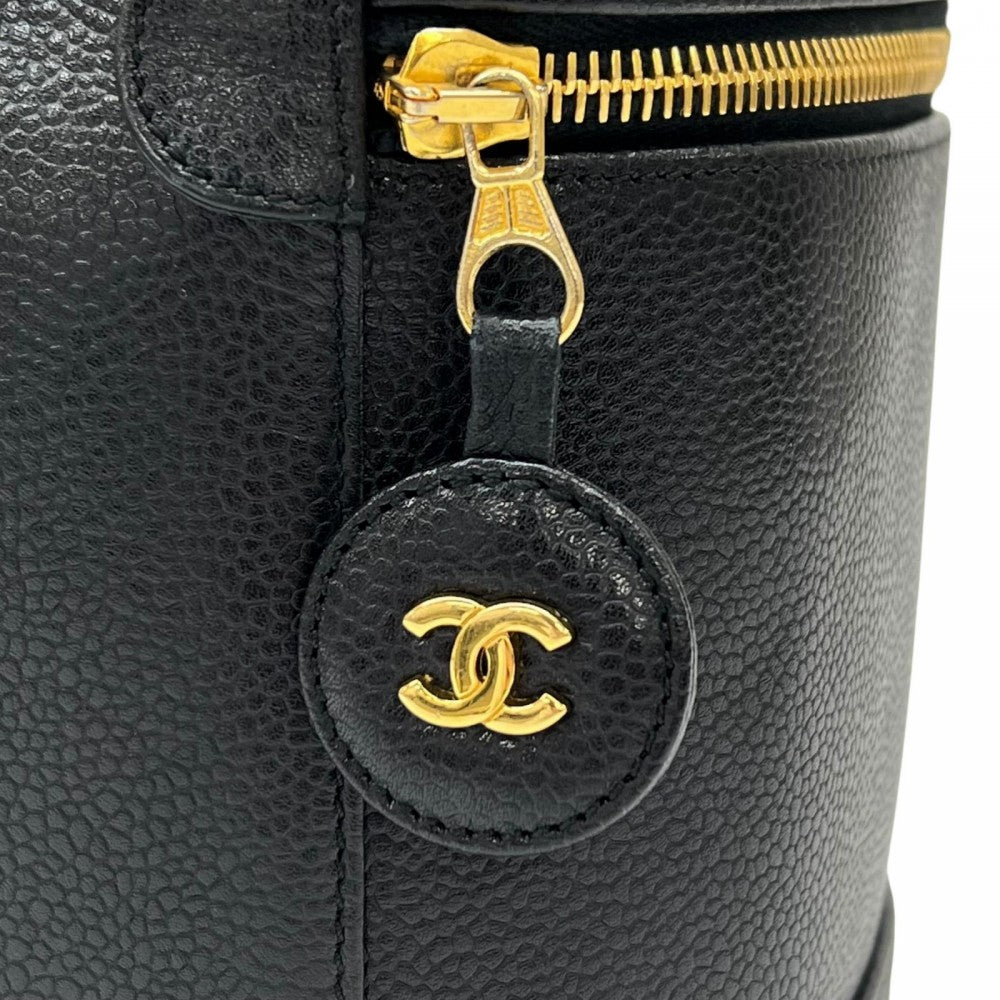 CHANEL シャネル バッグ マットキャビアスキン ブラック 黒 ゴールド金具 レディース【中古品】