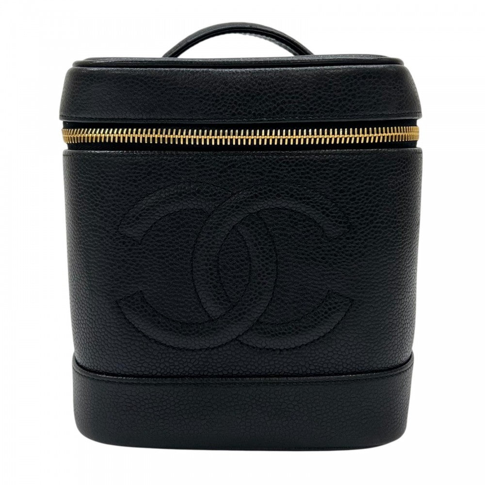 CHANEL シャネル バッグ マットキャビアスキン ブラック 黒 ゴールド金具 レディース【中古品】