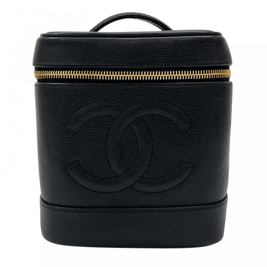 CHANEL シャネル バッグ マットキャビアスキン ブラック 黒 ゴールド金具 レディース【中古品】