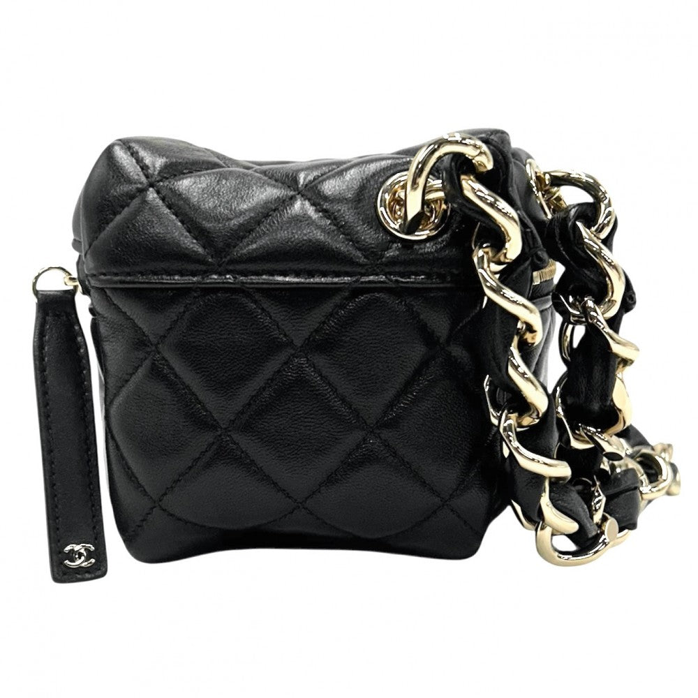 CHANEL シャネル ハンドバッグ マトラッセ ココマーク チェーンポーチ ラムスキン ブラック 黒 ゴールド金具 レディース【中古品】