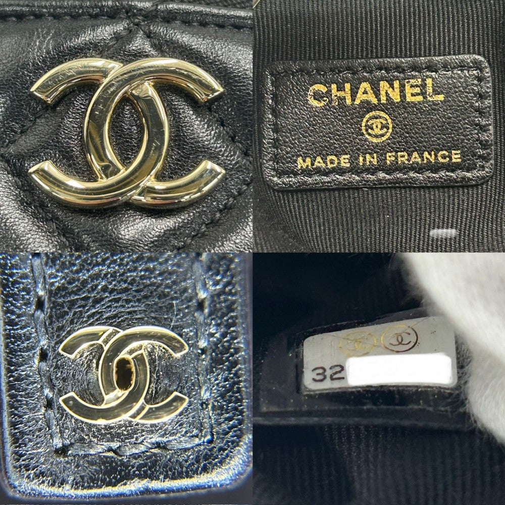 【開店SALE】 CHANEL シャネル ハンドバッグ マトラッセ ココマーク チェーンポーチ ラムスキン ブラック 黒 ゴールド金具 レディース【中古品】