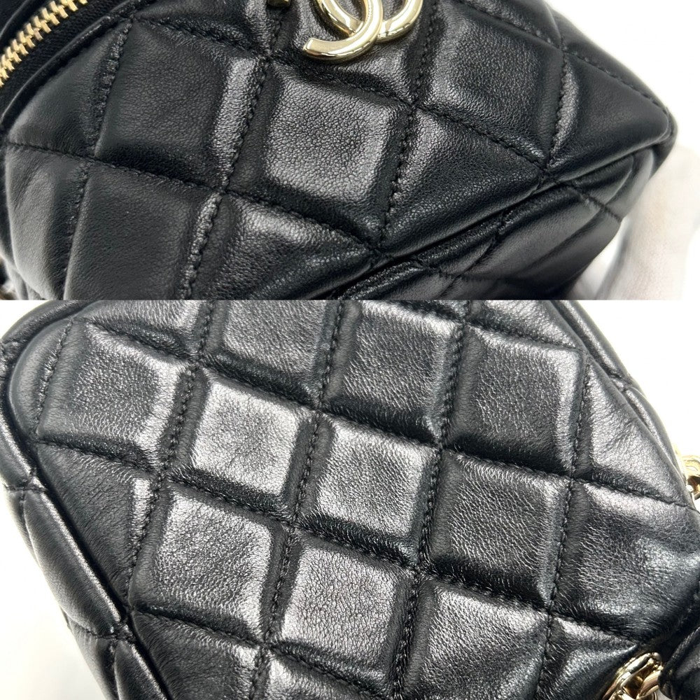 【開店SALE】 CHANEL シャネル ハンドバッグ マトラッセ ココマーク チェーンポーチ ラムスキン ブラック 黒 ゴールド金具 レディース【中古品】