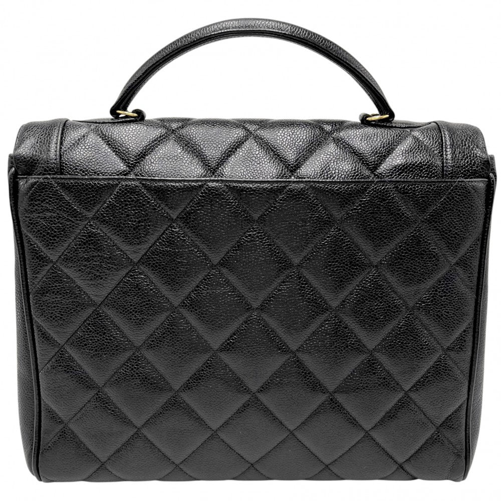 【開店SALE】 CHANEL シャネル ハンドバッグ マトラッセ ココマーク トップハンドル キャビアスキン ブラック 黒 ゴールド金具 レディース【中古品】