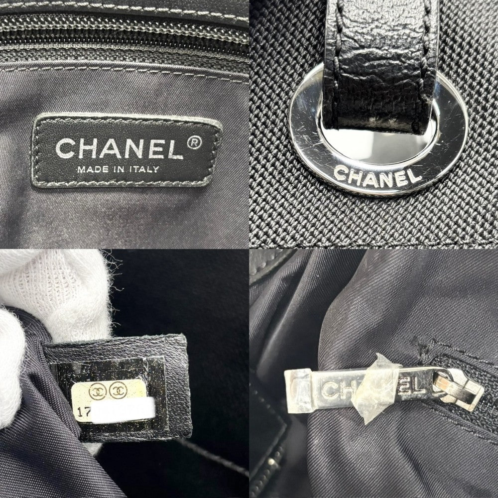 CHANEL シャネル ハンドバッグ パリビアリッツ トートPM トートバッグ ココマーク PVCコーティングキャンバス レザー ブラック 黒 シルバー金具 レディース【中古品】
