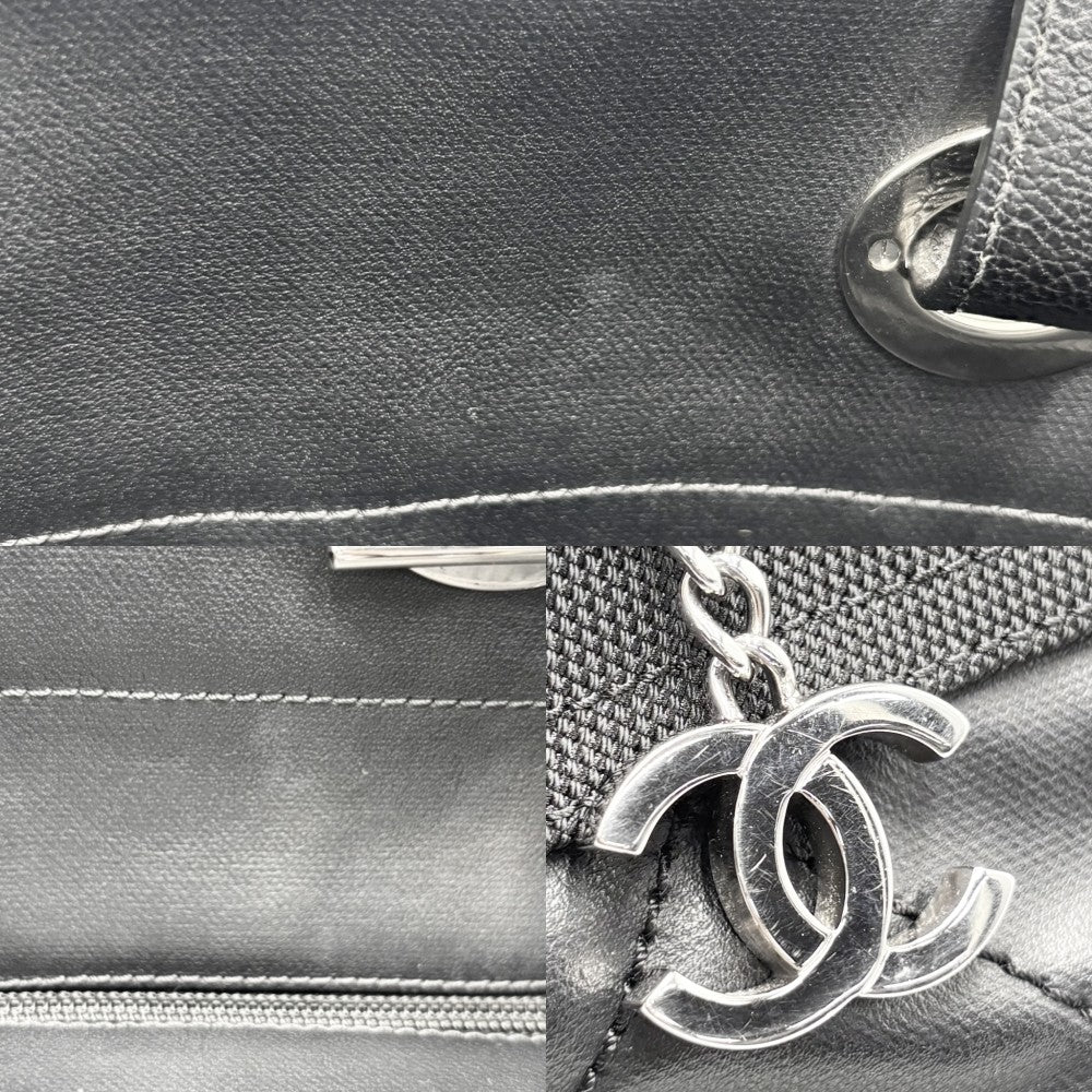 CHANEL シャネル ハンドバッグ パリビアリッツ トートPM トートバッグ ココマーク PVCコーティングキャンバス レザー ブラック 黒 シルバー金具 レディース【中古品】