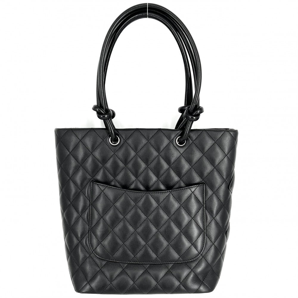 CHANEL シャネル トートバッグ カンボンライン ハンドバッグ ココマーク ラムスキン ブラック 黒 ピンク シルバー金具 レディース【中古品】