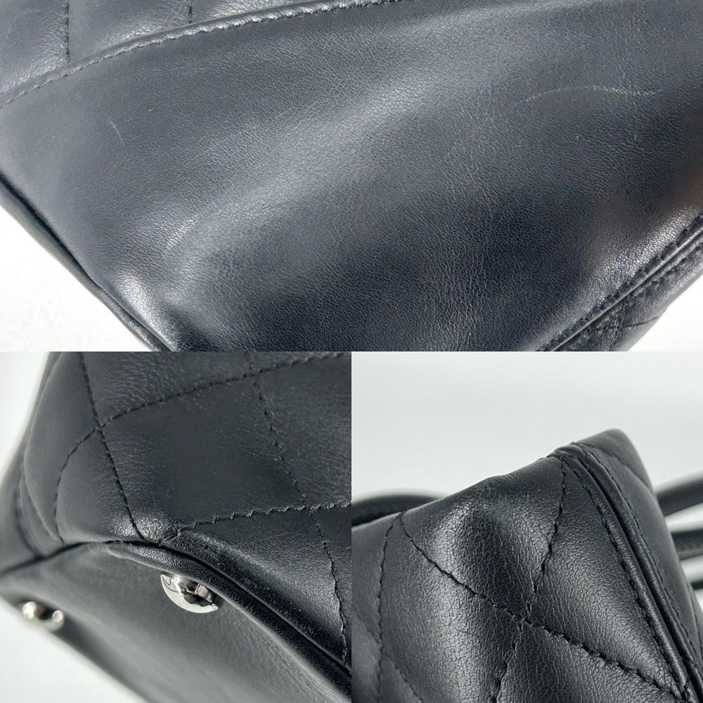 CHANEL シャネル トートバッグ カンボンライン ハンドバッグ ココマーク ラムスキン ブラック 黒 ピンク シルバー金具 レディース【中古品】