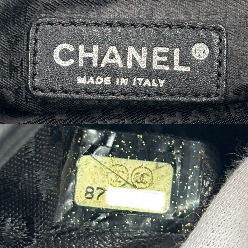 CHANEL シャネル ハンドバッグ ロゴ アクセサリーポーチ ミニバッグ チェーンショルダー ヴィンテージ レザー ブラック 黒 シルバー金具 レディース【中古品】