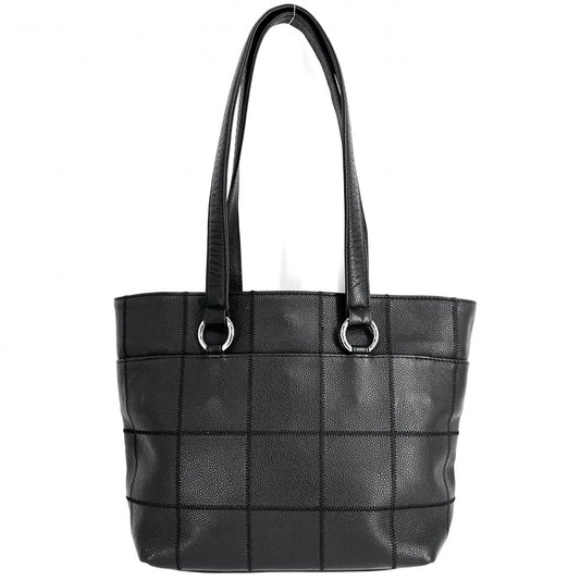 CHANEL シャネル ハンドバッグ チョコバー トートバッグ レザー ブラック 黒 シルバー金具 レディース【中古品】