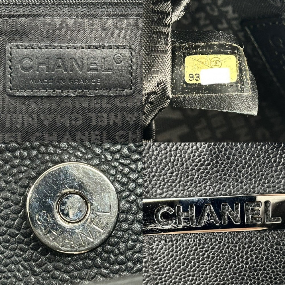 CHANEL シャネル ハンドバッグ チョコバー トートバッグ レザー ブラック 黒 シルバー金具 レディース【中古品】