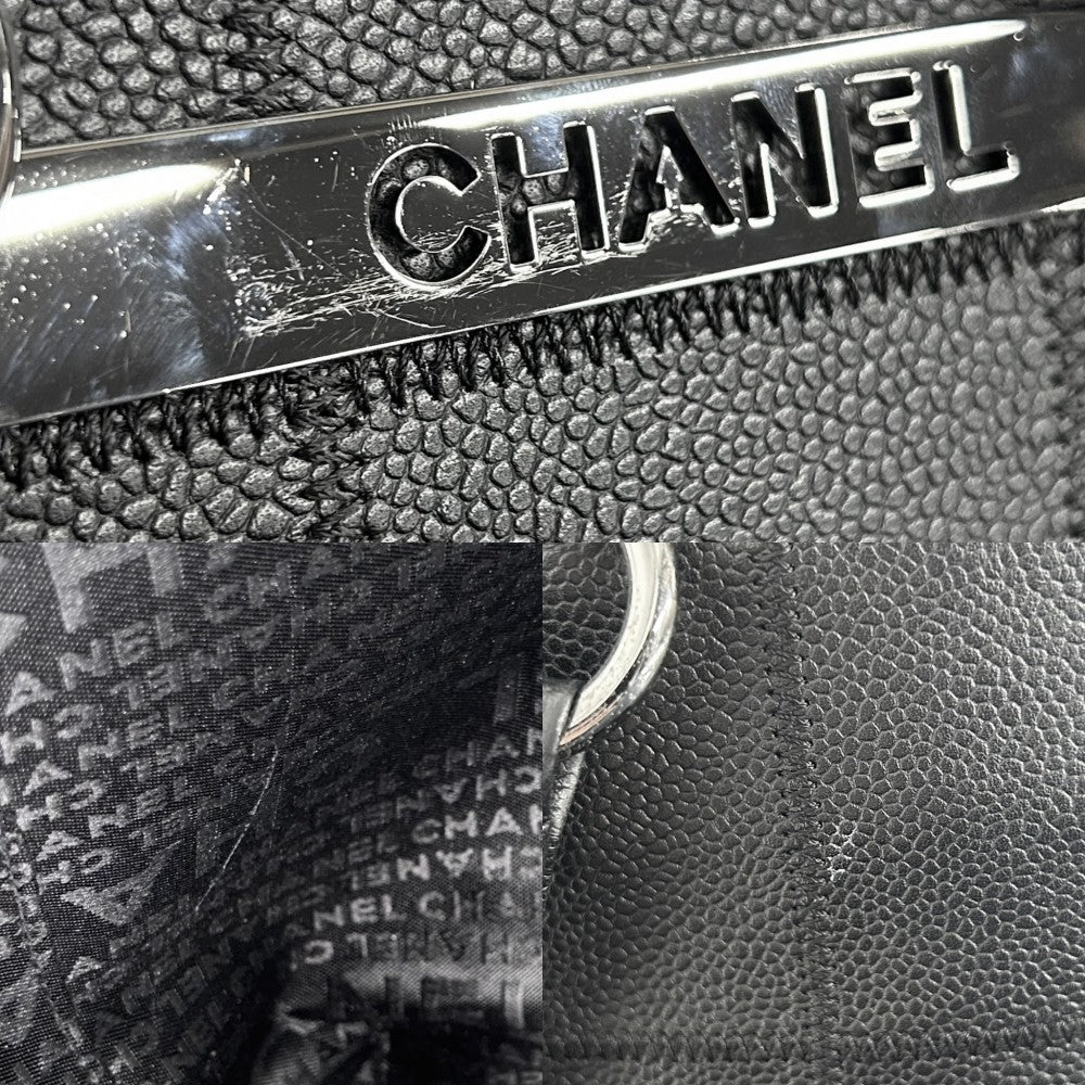 CHANEL シャネル ハンドバッグ チョコバー トートバッグ レザー ブラック 黒 シルバー金具 レディース【中古品】