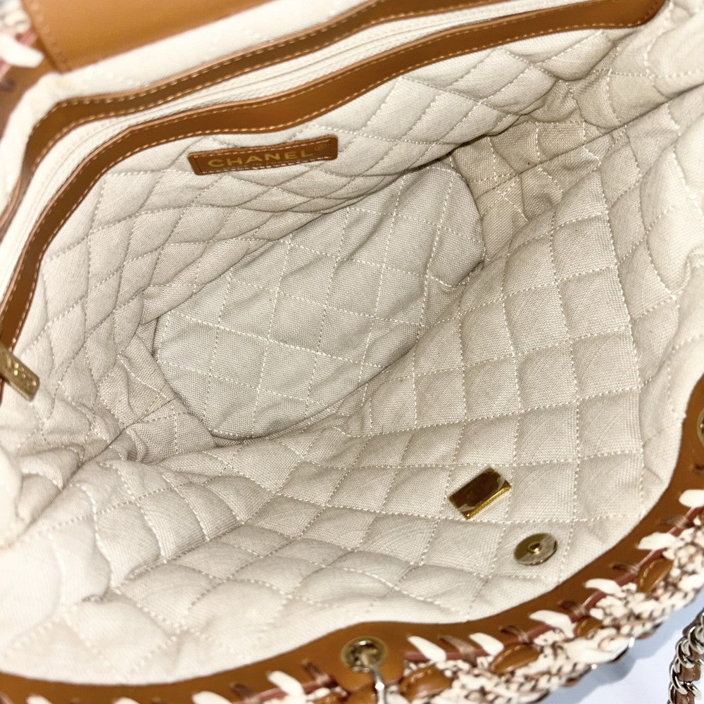 CHANEL シャネル ショルダーバッグ かごバッグ ショッピングバッグ チェーントートバッグ ココマーク ベージュ ブラウン 茶 ゴールド金具 レディース【中古品】