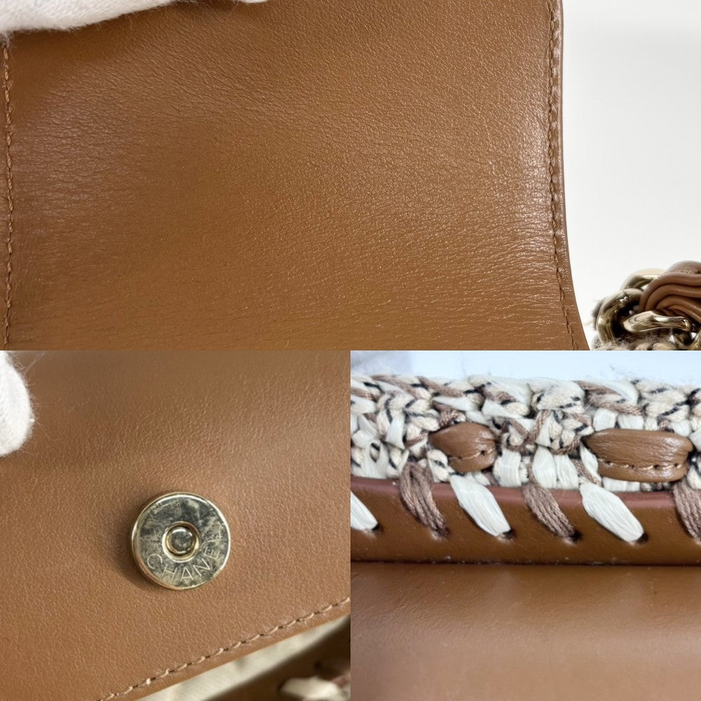 CHANEL シャネル ショルダーバッグ かごバッグ ショッピングバッグ チェーントートバッグ ココマーク ベージュ ブラウン 茶 ゴールド金具 レディース【中古品】