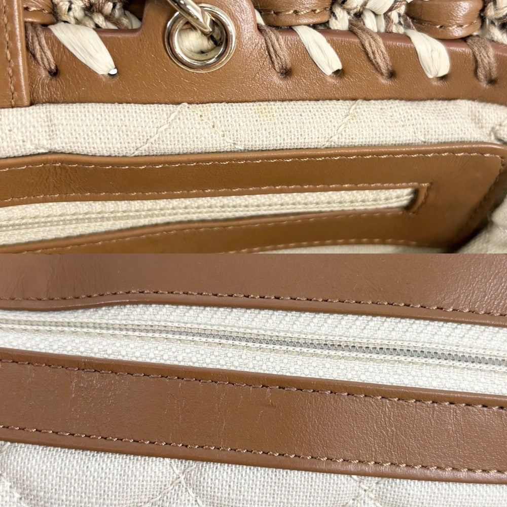 CHANEL シャネル ショルダーバッグ かごバッグ ショッピングバッグ チェーントートバッグ ココマーク ベージュ ブラウン 茶 ゴールド金具 レディース【中古品】