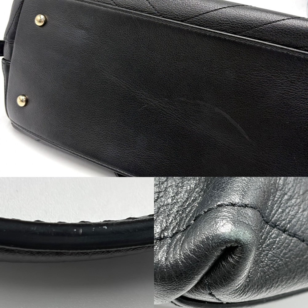 【開店SALE】 CHANEL シャネル 2WAY シェブロン Vステッチ チェーンショルダーバッグ ハンドバッグ ココマーク レザー ブラック 黒 ゴールド金具 レディース【中古品】