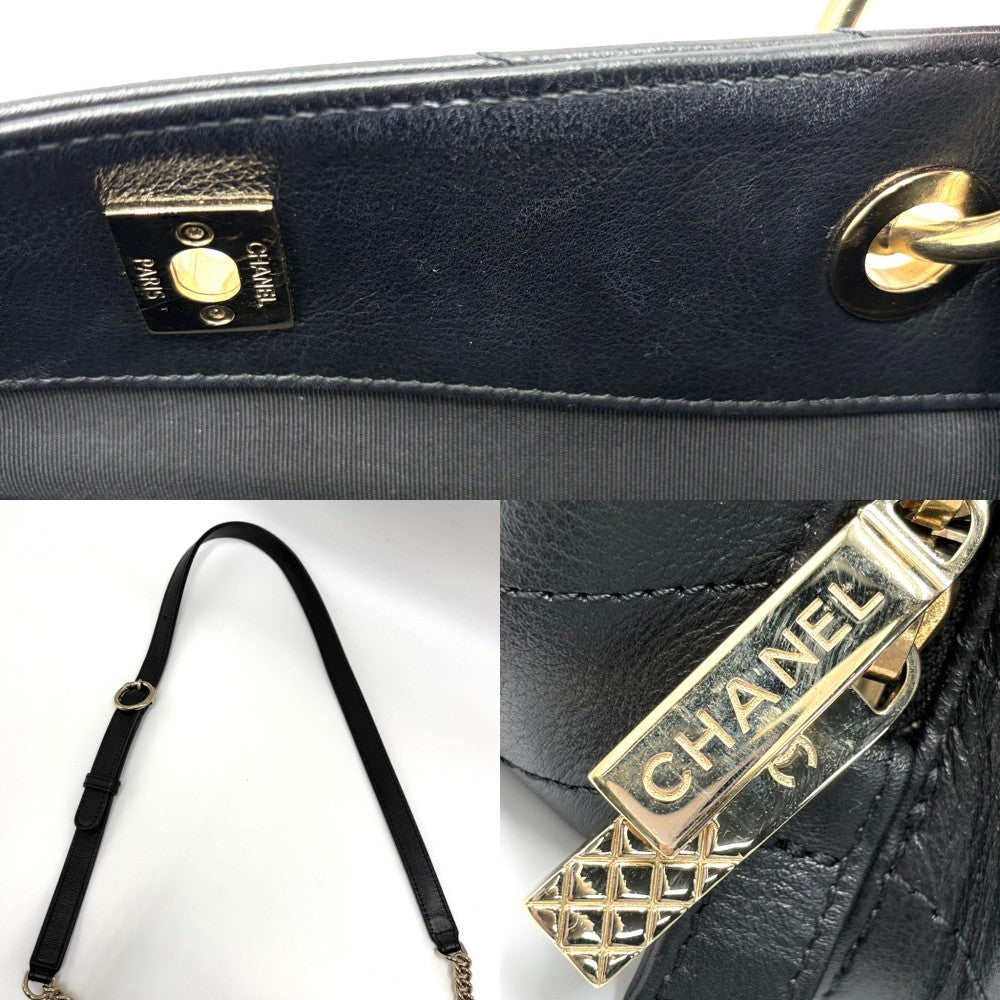 【開店SALE】 CHANEL シャネル 2WAY シェブロン Vステッチ チェーンショルダーバッグ ハンドバッグ ココマーク レザー ブラック 黒 ゴールド金具 レディース【中古品】