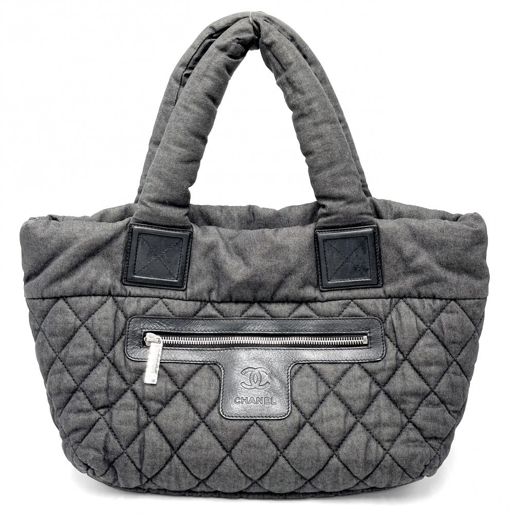 CHANEL シャネル ハンドバッグ コココクーンPM リバーシブル トートバッグ ココマーク Coco Cocoon マトラッセ キャンバス ナイロン グレー ボルドー シルバー金具 レディース【中古品】