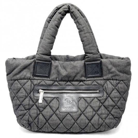CHANEL シャネル ハンドバッグ コココクーンPM リバーシブル トートバッグ ココマーク Coco Cocoon マトラッセ キャンバス ナイロン グレー ボルドー シルバー金具 レディース【中古品】
