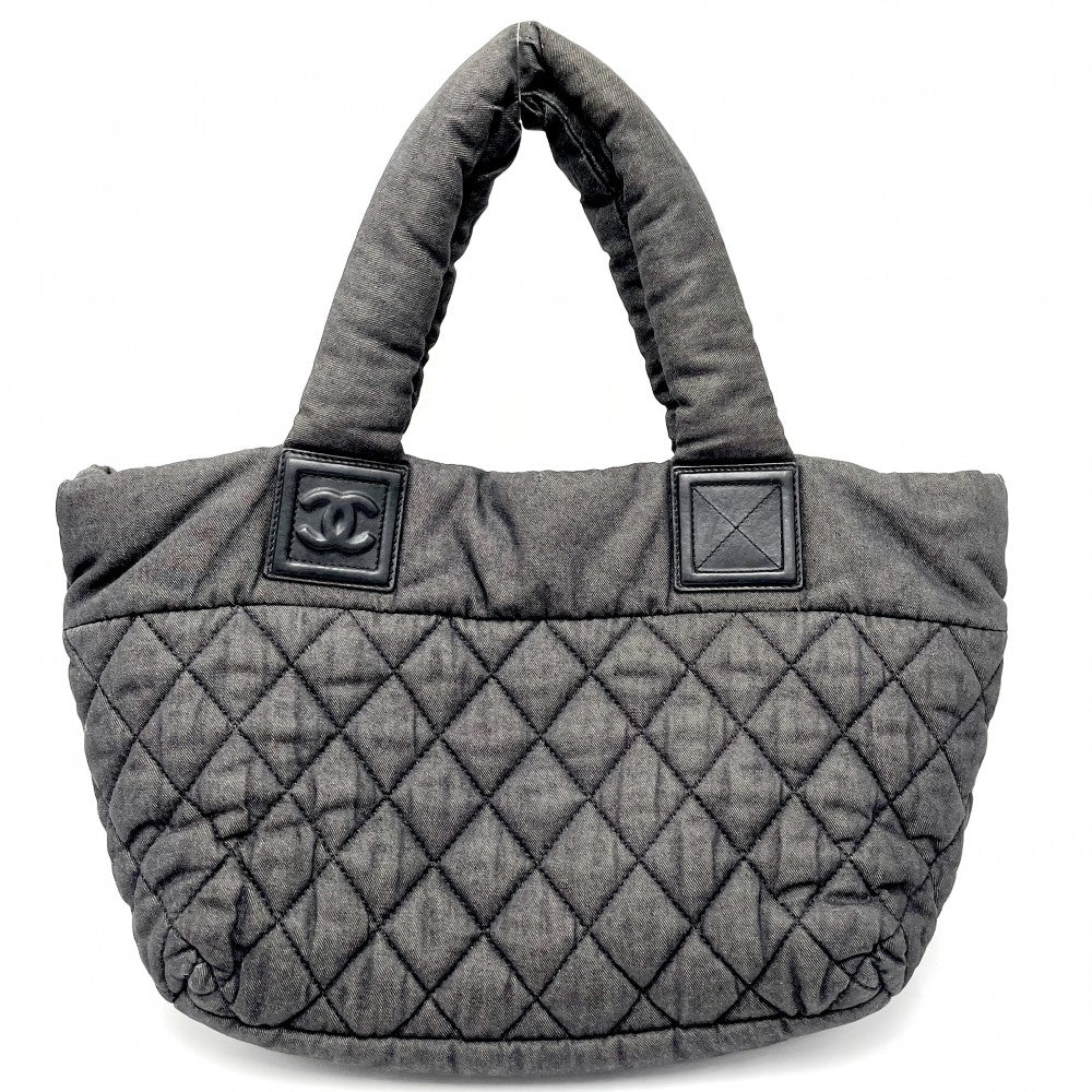 CHANEL シャネル ハンドバッグ コココクーンPM リバーシブル トートバッグ ココマーク Coco Cocoon マトラッセ キャンバス ナイロン グレー ボルドー シルバー金具 レディース【中古品】