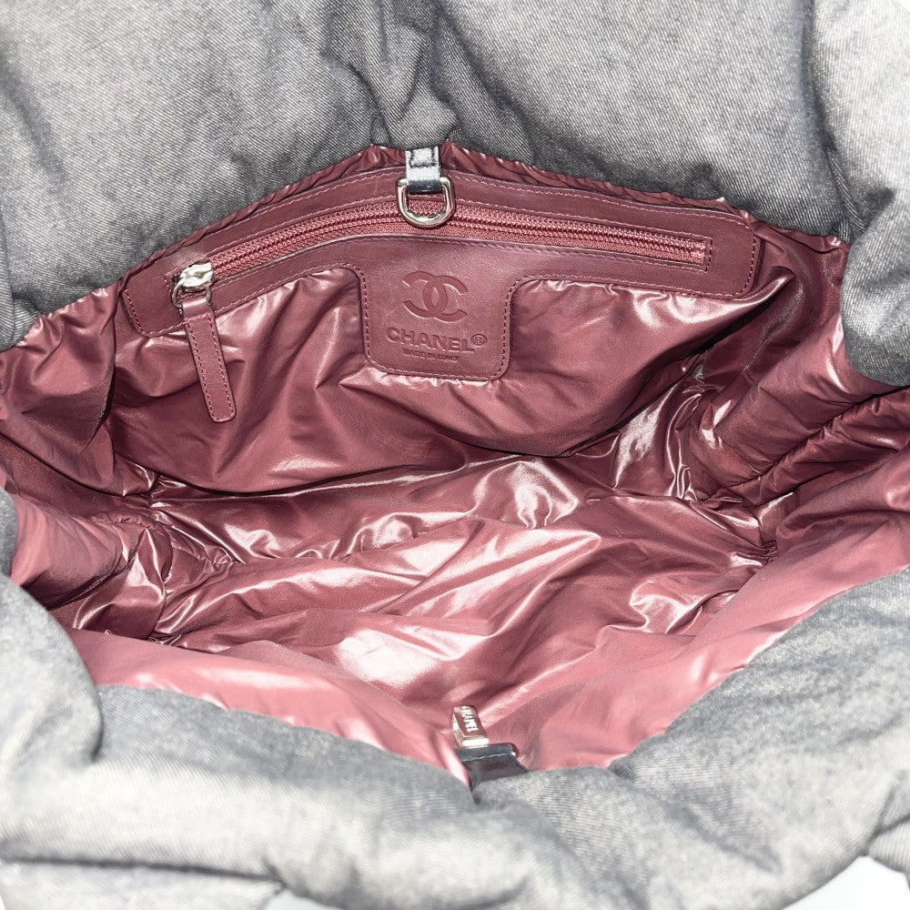 CHANEL シャネル ハンドバッグ コココクーンPM リバーシブル トートバッグ ココマーク Coco Cocoon マトラッセ キャンバス ナイロン グレー ボルドー シルバー金具 レディース【中古品】