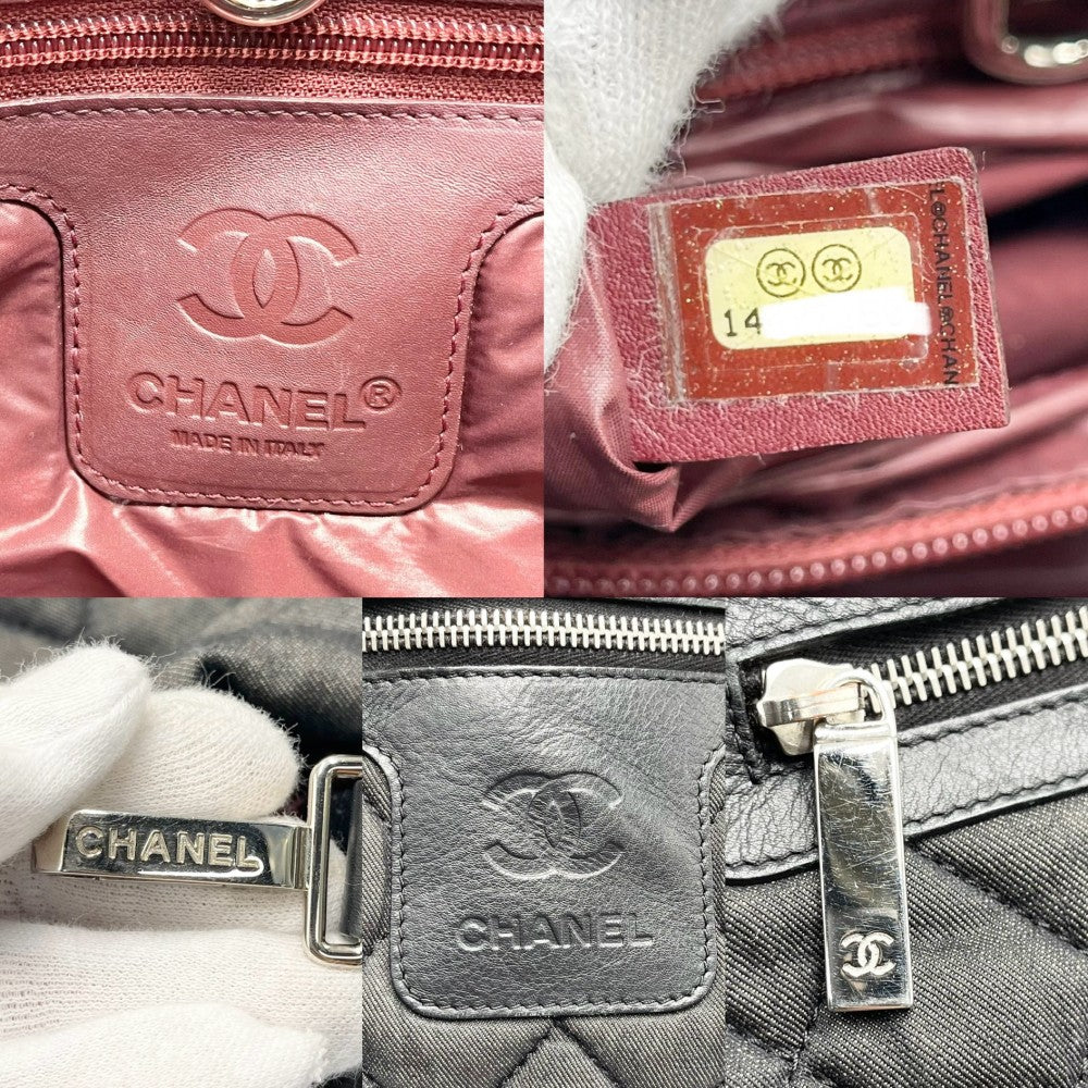 CHANEL シャネル ハンドバッグ コココクーンPM リバーシブル トートバッグ ココマーク Coco Cocoon マトラッセ キャンバス ナイロン グレー ボルドー シルバー金具 レディース【中古品】
