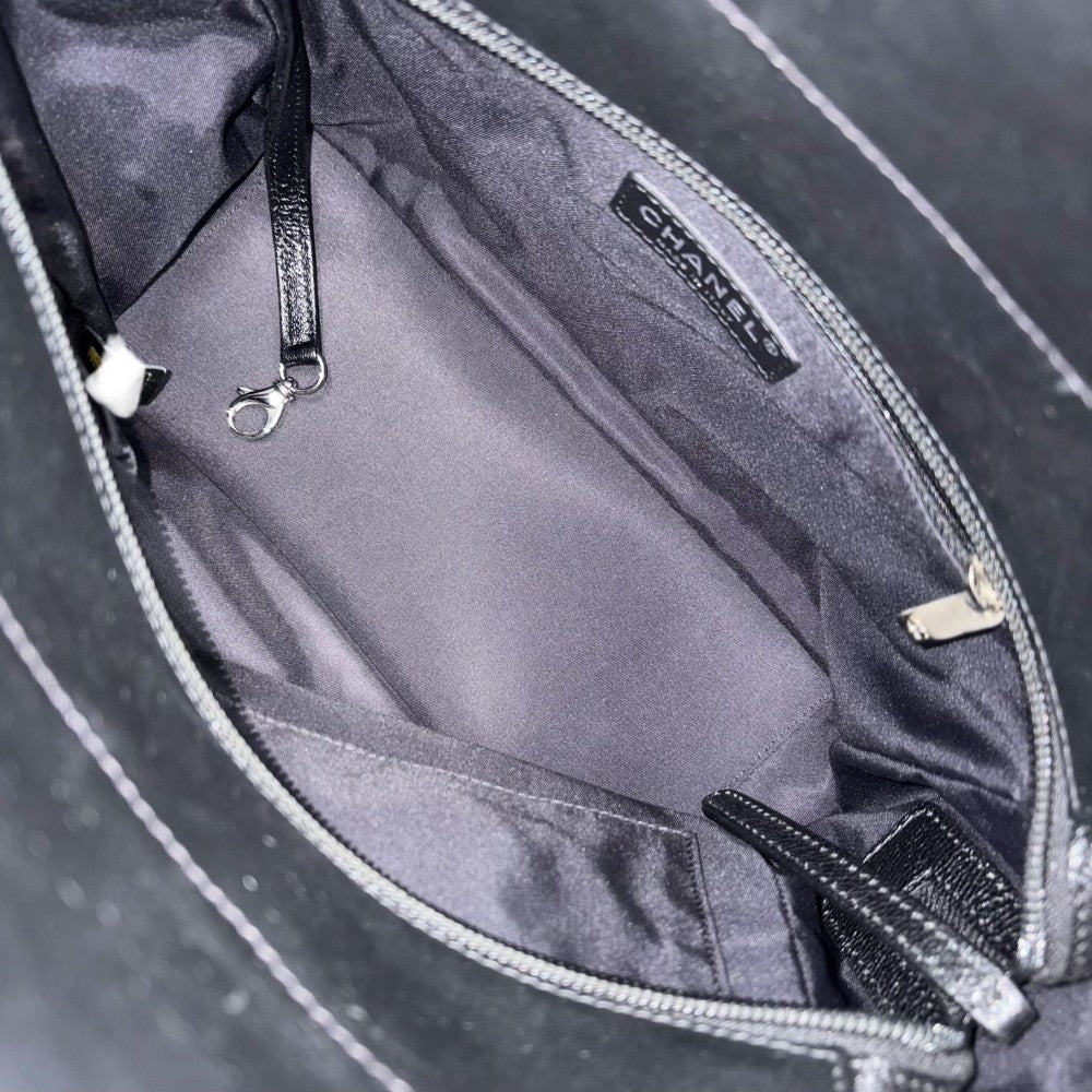 【開店SALE】 CHANEL シャネル ハンドバッグ パリビアリッツ トートPM トートバッグ ココマーク PVCコーティングキャンバス レザー ブラック 黒 シルバー金具 レディース【中古品】