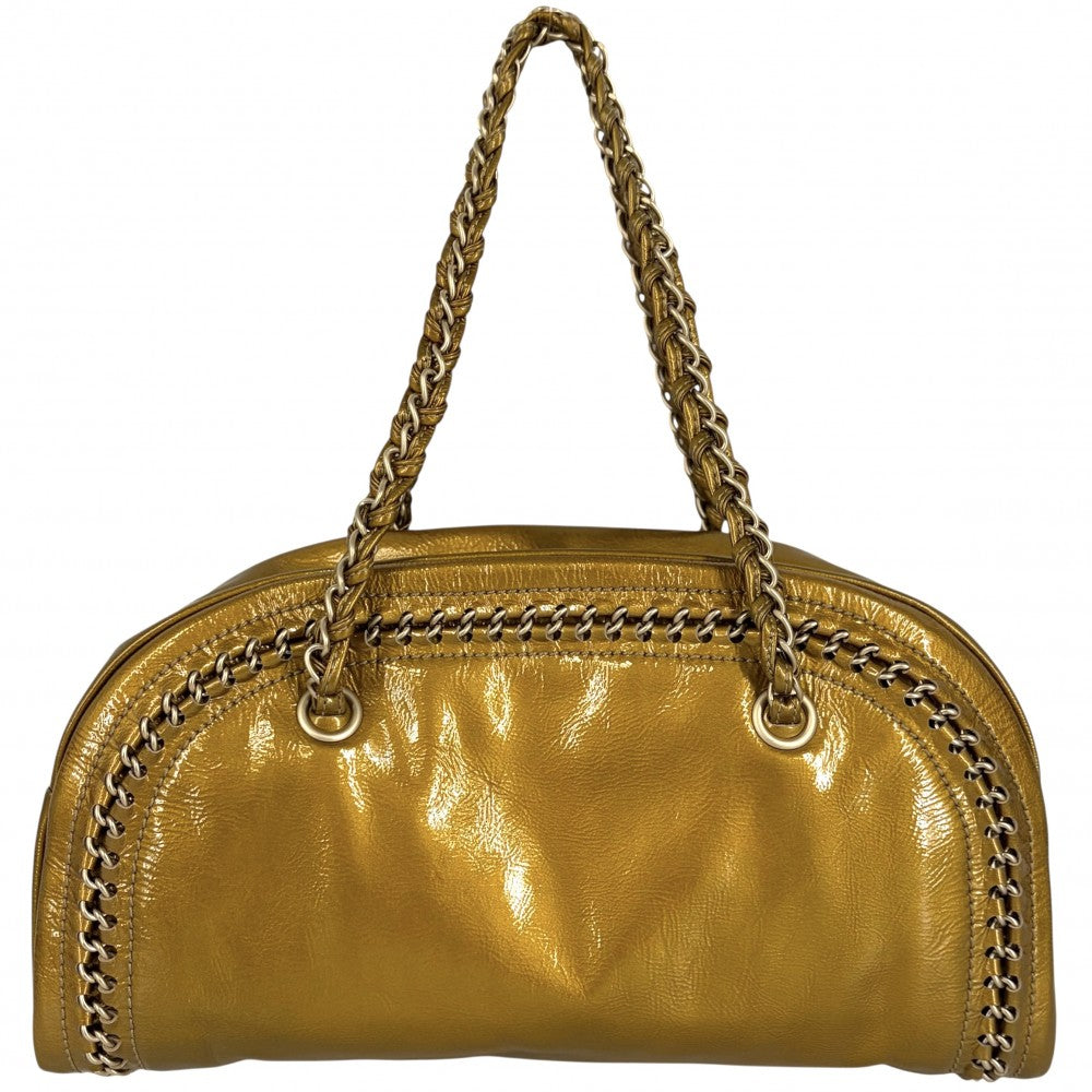 【開店SALE】 CHANEL シャネル ハンドバッグ ラグジュアリーライン ボストンバッグ ココマーク チェーンショルダー 鞄 かばん A31405 エナメル ゴールド ゴールド金具 レディース【中古品】