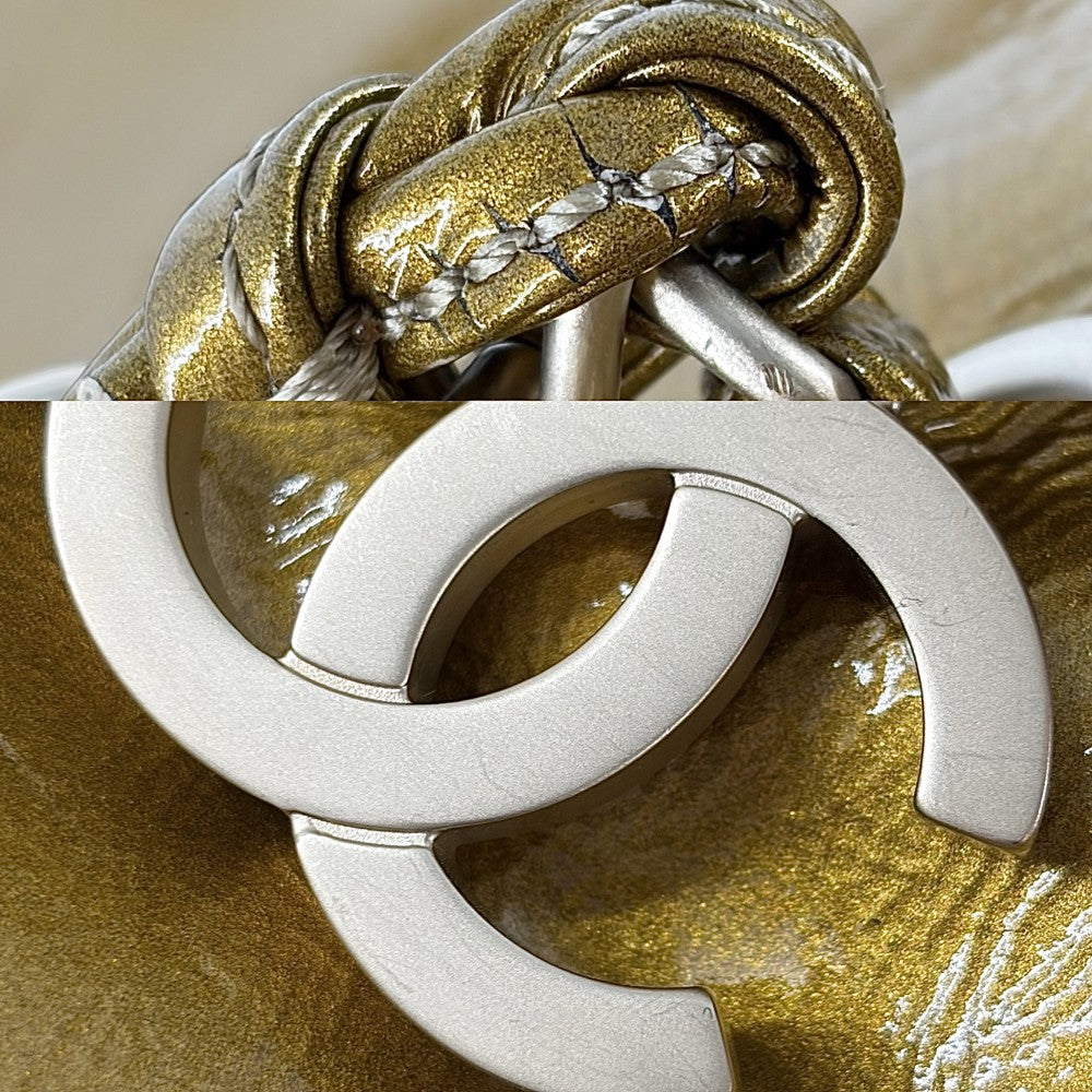 【開店SALE】 CHANEL シャネル ハンドバッグ ラグジュアリーライン ボストンバッグ ココマーク チェーンショルダー 鞄 かばん A31405 エナメル ゴールド ゴールド金具 レディース【中古品】