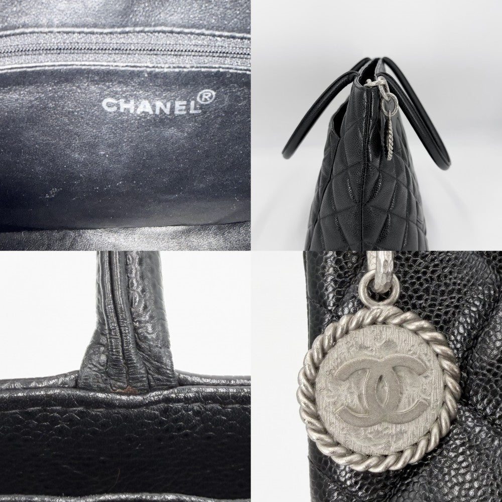 CHANEL シャネル ハンドバッグ マトラッセ 復刻トート トートバッグ ココマーク キャビアスキン ブラック 黒 シルバー金具 レディース【中古品】